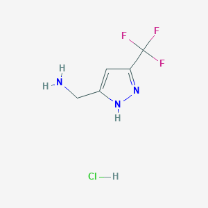 molecular formula C5H7ClF3N3 B7982262 (3-(trifluoromethyl)-1H-pyrazol-5-yl)methanamine hydrochloride 