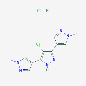 4-Chloro-3,5-bis(1-methylpyrazol-4-yl)-1H-pyrazole;hydrochloride