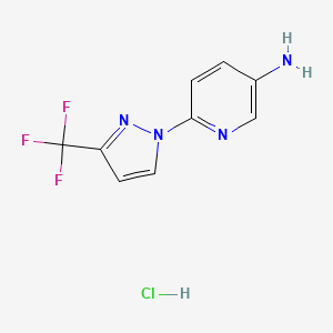 molecular formula C9H8ClF3N4 B7982319 6-[3-(Trifluoromethyl)-1H-pyrazol-1-yl]pyridin-3-amine hydrochloride 
