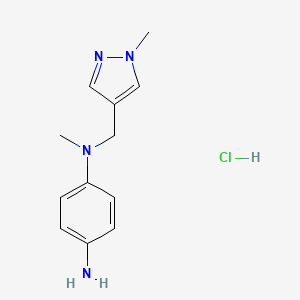 molecular formula C12H17ClN4 B7982379 N-Methyl-N-[(1-methyl-1H-pyrazol-4-yl)methyl]benzene-1,4-diamine hydrochloride 