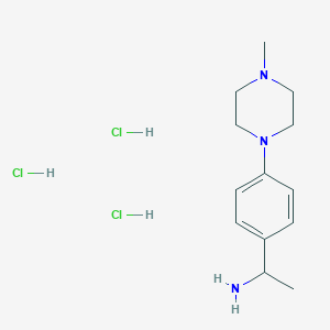 molecular formula C13H24Cl3N3 B7982393 1-[4-(4-Methyl-1-piperazinyl)phenyl]ethylamine trihydrochloride 