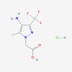 molecular formula C7H9ClF3N3O2 B7982399 [4-amino-5-methyl-3-(trifluoromethyl)-1H-pyrazol-1-yl]acetic acid CAS No. 1431966-32-3