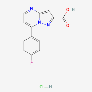 molecular formula C13H9ClFN3O2 B7982430 7-(4-Fluorophenyl)pyrazolo[1,5-a]pyrimidine-2-carboxylic acid;hydrochloride 