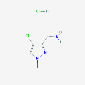molecular formula C5H9Cl2N3 B7982465 [(4-Chloro-1-methyl-1H-pyrazol-3-yl)methyl]amine hydrochloride 