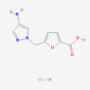 molecular formula C9H10ClN3O3 B7982497 5-[(4-Amino-1H-pyrazol-1-yl)methyl]-2-furoic acid hydrochloride 