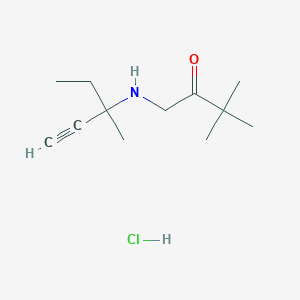 molecular formula C12H22ClNO B7982602 1-[(1-Ethyl-1-methylprop-2-yn-1-yl)amino]-3,3-dimethylbutan-2-one hydrochloride 