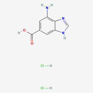 molecular formula C8H9Cl2N3O2 B7982616 7-Amino-1H-benzo[d]imidazole-5-carboxylic acid dihydrochloride 