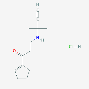 molecular formula C13H20ClNO B7982656 1-Cyclopent-1-en-1-yl-3-[(1,1-dimethylprop-2-yn-1-yl)amino]propan-1-one hydrochloride 