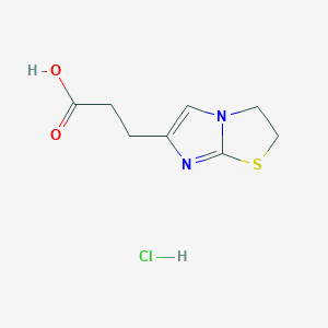 molecular formula C8H11ClN2O2S B7982659 3-(2,3-Dihydroimidazo[2,1-b][1,3]thiazol-6-yl)propanoic acid hydrochloride 