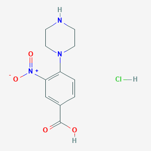 molecular formula C11H14ClN3O4 B7982684 3-Nitro-4-piperazin-1-ylbenzoic acid hydrochloride 
