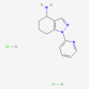 molecular formula C12H16Cl2N4 B7982716 1-Pyridin-2-yl-4,5,6,7-tetrahydro-1H-indazol-4-amine dihydrochloride 