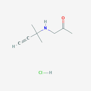 molecular formula C8H14ClNO B7982728 1-[(1,1-Dimethylprop-2-yn-1-yl)amino]acetone hydrochloride 