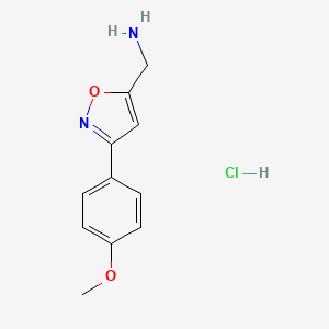 molecular formula C11H13ClN2O2 B7982747 [3-(4-Methoxyphenyl)-1,2-oxazol-5-yl]methanamine;hydrochloride 
