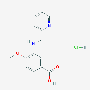 molecular formula C14H15ClN2O3 B7982763 4-Methoxy-3-[(pyridin-2-ylmethyl)amino]benzoic acid hydrochloride 