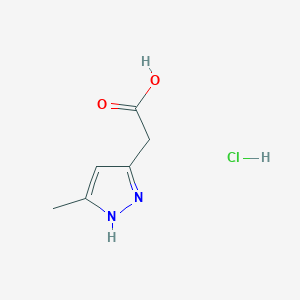 molecular formula C6H9ClN2O2 B7982780 2-(3-methyl-1H-pyrazol-5-yl)acetic acid hydrochloride 