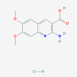 molecular formula C12H13ClN2O4 B7982807 2-Amino-6,7-dimethoxyquinoline-3-carboxylic acid CAS No. 1443278-93-0