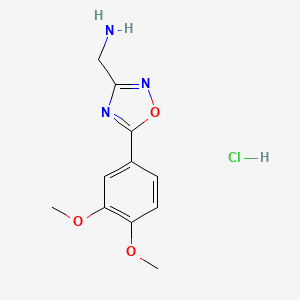 molecular formula C11H14ClN3O3 B7982869 [5-(3,4-Dimethoxyphenyl)-1,2,4-oxadiazol-3-yl]methanamine;hydrochloride 