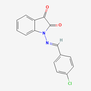 molecular formula C15H9ClN2O2 B7982957 1-[(4-Chloro-benzylidene)-amino]-1H-indole-2,3-dione 