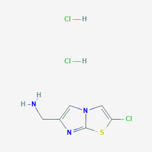 molecular formula C6H8Cl3N3S B7982975 (2-Chloroimidazo[2,1-b][1,3]thiazol-6-yl)methanamine;dihydrochloride 
