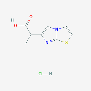 molecular formula C8H9ClN2O2S B7982985 2-Imidazo[2,1-b][1,3]thiazol-6-ylpropanoic acid;hydrochloride 