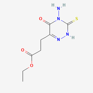 molecular formula C8H12N4O3S B7983106 Ethyl 3-(4-amino-5-oxo-3-sulfanyl-4,5-dihydro-1,2,4-triazin-6-yl)propanoate 