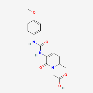 molecular formula C16H17N3O5 B7983183 2-[3-{[(4-methoxyanilino)carbonyl]amino}-6-methyl-2-oxo-1(2H)-pyridinyl]acetic acid 