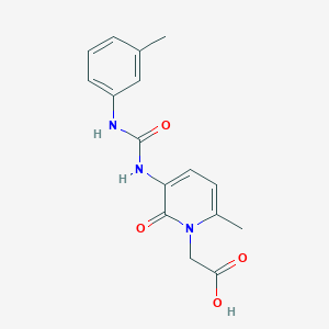 molecular formula C16H17N3O4 B7983184 2-[6-methyl-2-oxo-3-[(3-toluidinocarbonyl)amino]-1(2H)-pyridinyl]acetic acid 