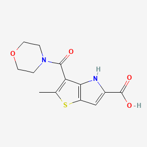 molecular formula C13H14N2O4S B7983208 2-methyl-3-(morpholinocarbonyl)-4H-thieno[3,2-b]pyrrole-5-carboxylic acid 