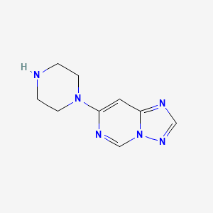 molecular formula C9H12N6 B7983218 7-Piperazino[1,2,4]triazolo[1,5-c]pyrimidine 