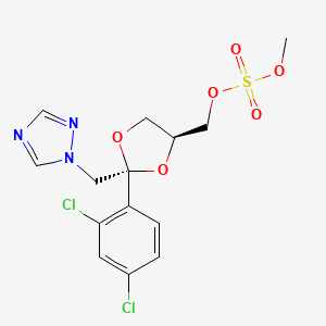 molecular formula C14H15Cl2N3O6S B7983266 (cis-2-((1H-1,2,4-Triazol-1-yl)methyl)-2-(2,4-dichlorophenyl)-1,3-dioxolan-4-yl)methyl methyl sulfate 