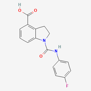 molecular formula C16H13FN2O3 B7983410 1-[(4-Fluoroanilino)carbonyl]-4-indolinecarboxylic acid 