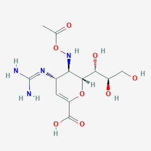 molecular formula C12H20N4O8 B7983479 (2R,3R,4S)-3-(acetyloxyamino)-4-(diaminomethylideneamino)-2-[(1R,2R)-1,2,3-trihydroxypropyl]-3,4-dihydro-2H-pyran-6-carboxylic acid 