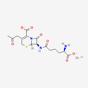 ZINC(2+) (6R,7R)-7-[(5R)-5-amino-5-carboxylatopentanamido]-8-oxo-3-(2-oxopropyl)-5-thia-1-azabicyclo[4.2.0]oct-2-ene-2-carboxylate