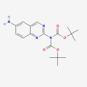 molecular formula C18H24N4O4 B7983545 2-(N,N-diBoc)amino-6-aminoquinazoline 