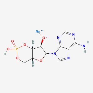 molecular formula C10H11N5NaO6P B7983571 sodium;(4aR,6R,7R,7aS)-6-(6-aminopurin-9-yl)-2-hydroxy-2-oxo-4a,6,7,7a-tetrahydro-4H-furo[3,2-d][1,3,2]dioxaphosphinin-7-olate 