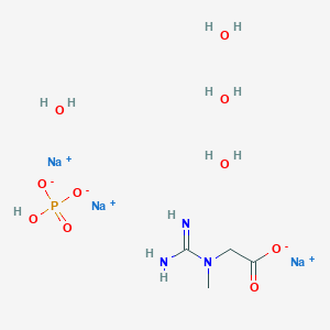 molecular formula C4H17N3Na3O10P B7983573 Sodium 2-(1-methylguanidino)acetate hydrogenphosphate tetrahydrate 