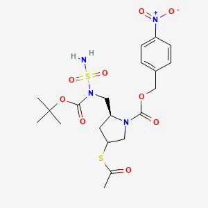 (4-nitrophenyl)methyl (2S)-4-acetylsulfanyl-2-[[(2-methylpropan-2-yl)oxycarbonyl-sulfamoylamino]methyl]pyrrolidine-1-carboxylate