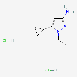 molecular formula C8H15Cl2N3 B7983795 5-Cyclopropyl-1-ethyl-1H-pyrazol-3-amine dihydrochloride 