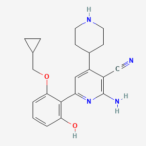 molecular formula C21H24N4O2 B7983922 2-amino-6-[2-(cyclopropylmethoxy)-6-oxo-1-cyclohexa-2,4-dienylidene]-4-(4-piperidinyl)-1H-pyridine-3-carbonitrile CAS No. 1844858-31-6
