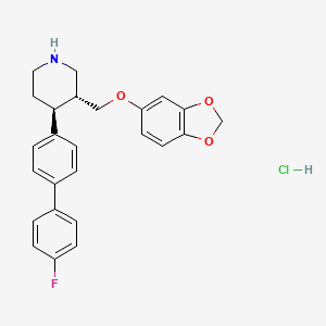 molecular formula C25H25ClFNO3 B7984216 (3R,4S)-rel-3-((Benzo[d][1,3]dioxol-5-yloxy)methyl)-4-(4'-fluoro-[1,1'-biphenyl]-4-yl)piperidine hydrochloride 