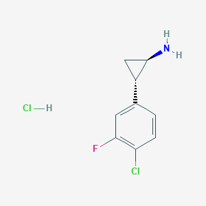 molecular formula C9H10Cl2FN B7984317 rac-(1R,2S)-2-(4-chloro-3-fluorophenyl)cyclopropan-1-amine hydrochloride 