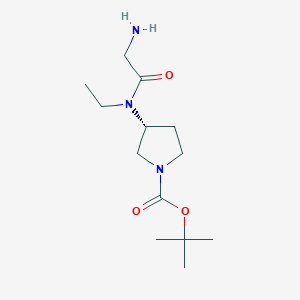 molecular formula C13H25N3O3 B7984594 (R)-3-[(2-Amino-acetyl)-ethyl-amino]-pyrrolidine-1-carboxylic acid tert-butyl ester 