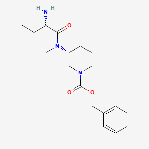 molecular formula C19H29N3O3 B7984795 (R)-3-[((S)-2-Amino-3-methyl-butyryl)-methyl-amino]-piperidine-1-carboxylic acid benzyl ester 