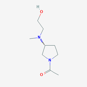 molecular formula C9H18N2O2 B7984860 (R)-1-(3-((2-Hydroxyethyl)(methyl)amino)pyrrolidin-1-yl)ethanone 