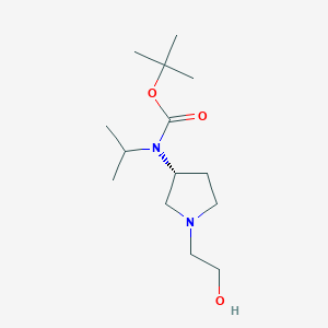 molecular formula C14H28N2O3 B7984951 [(R)-1-(2-Hydroxy-ethyl)-pyrrolidin-3-yl]-isopropyl-carbamic acid tert-butyl ester 