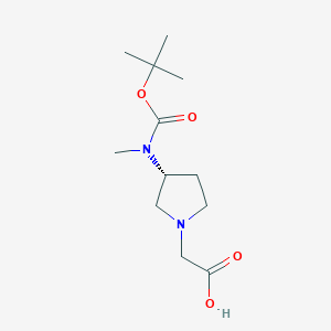 molecular formula C12H22N2O4 B7984960 [(R)-3-(tert-Butoxycarbonyl-methyl-amino)-pyrrolidin-1-yl]-acetic acid 