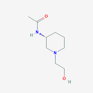 molecular formula C9H18N2O2 B7985216 N-[(R)-1-(2-Hydroxy-ethyl)-piperidin-3-yl]-acetamide 