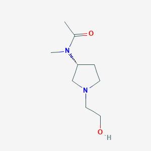 molecular formula C9H18N2O2 B7985225 N-[(R)-1-(2-Hydroxy-ethyl)-pyrrolidin-3-yl]-N-methyl-acetamide 