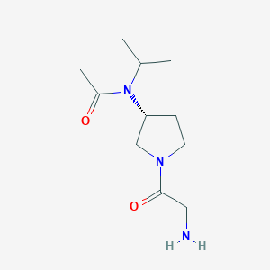 molecular formula C11H21N3O2 B7985307 N-[(R)-1-(2-Amino-acetyl)-pyrrolidin-3-yl]-N-isopropyl-acetamide 