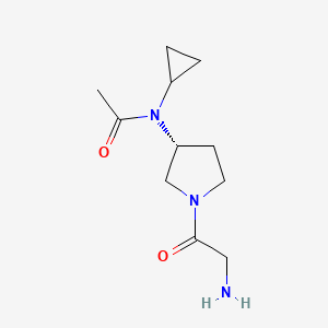molecular formula C11H19N3O2 B7985322 N-[(R)-1-(2-Amino-acetyl)-pyrrolidin-3-yl]-N-cyclopropyl-acetamide 